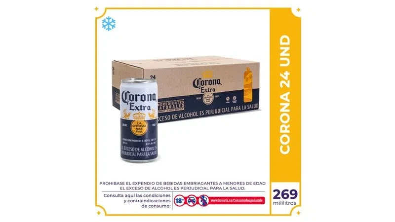 Cerveza coronona lata 269 ml caja x 24