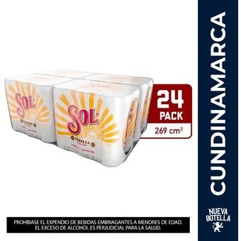 Cerveza sol bot 269 ml lata caja x 24