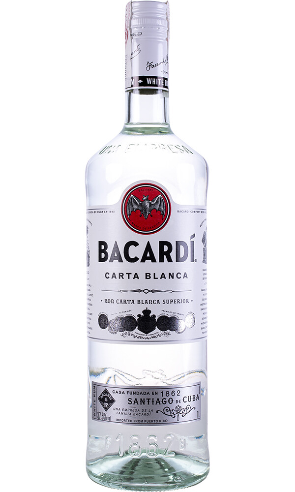 Ron Bcardi carta blanca botella caja x 12