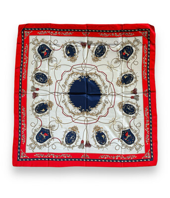 Red &amp; Navy Blue Paisley Scarf