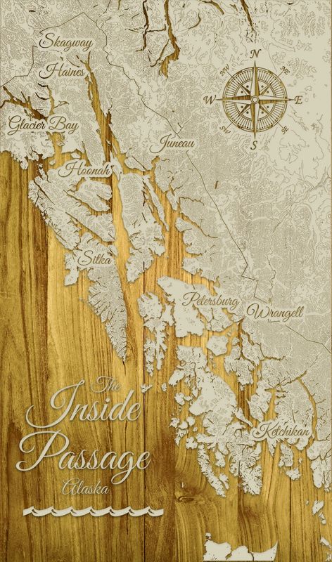 Inside Passage Map Custom Wood Wall Art