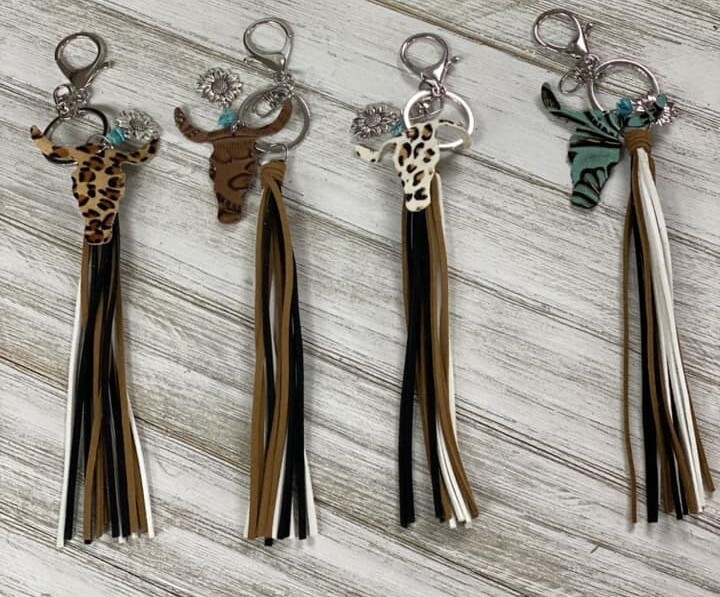 Steer Head Tassel Keychain
