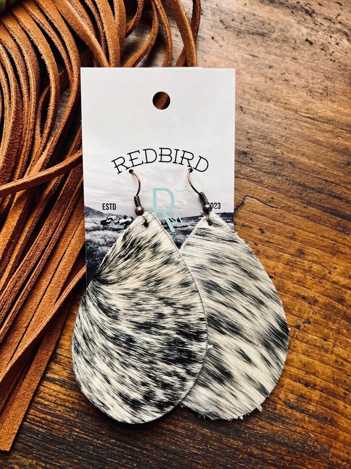 White &amp; Grey Hair-on Earrings