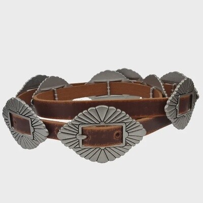 Distressed Leather Concho Belt