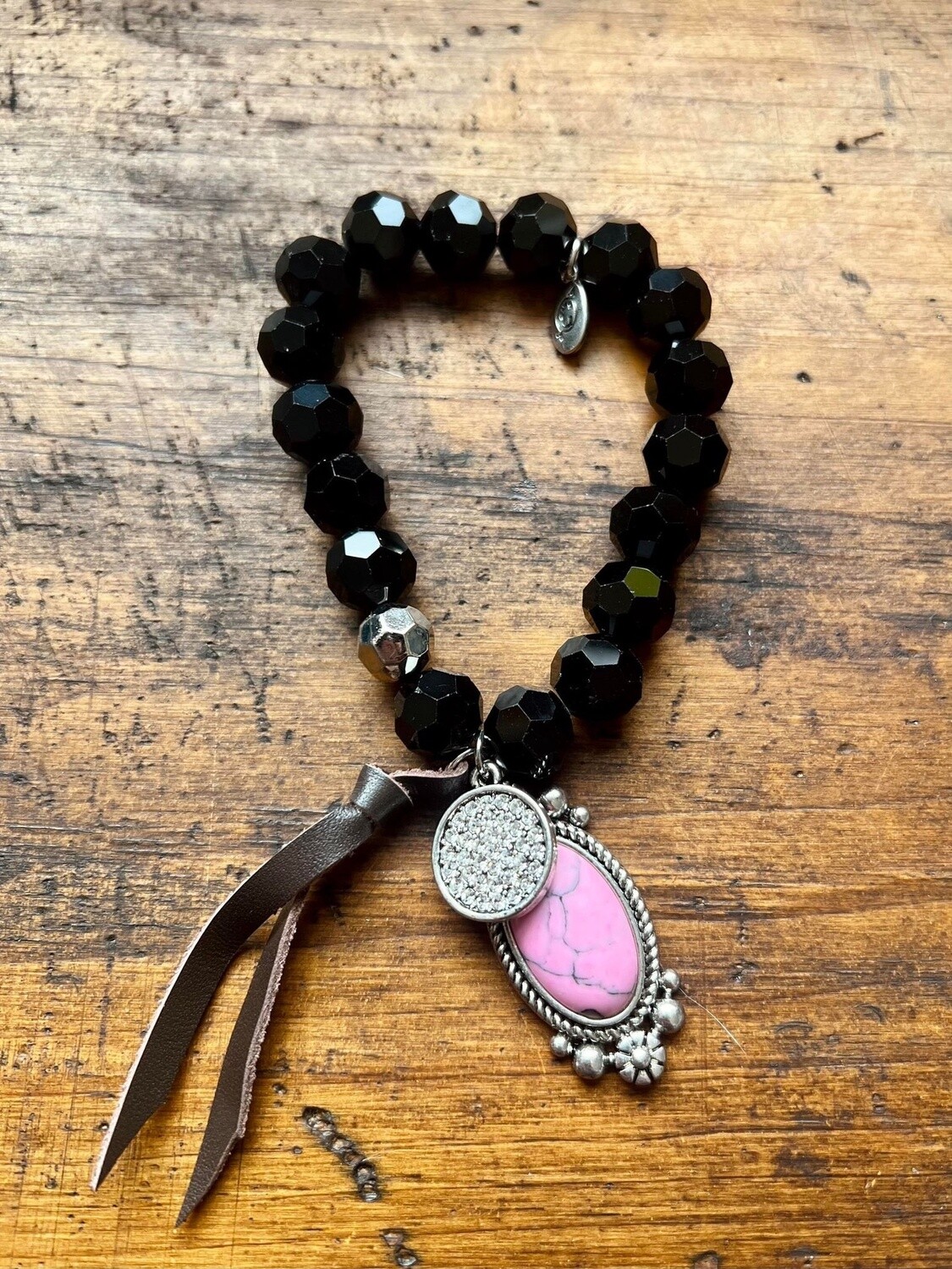 Stretch Bracelet, Colour: Black Beauty &amp; Pink