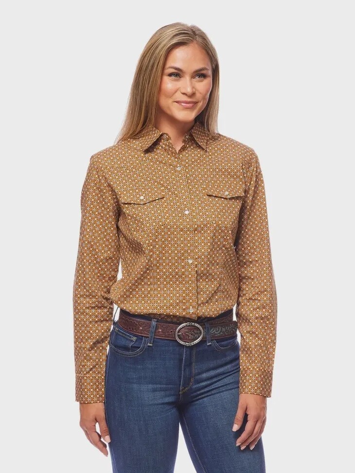 Western Snap Shirt, Size: Medium, Colour: Camel