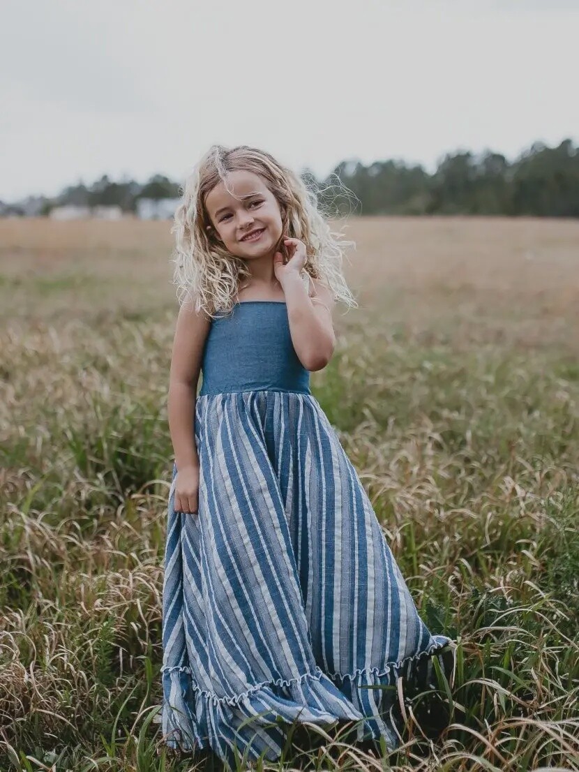 Denim Stripe Maxi Dress