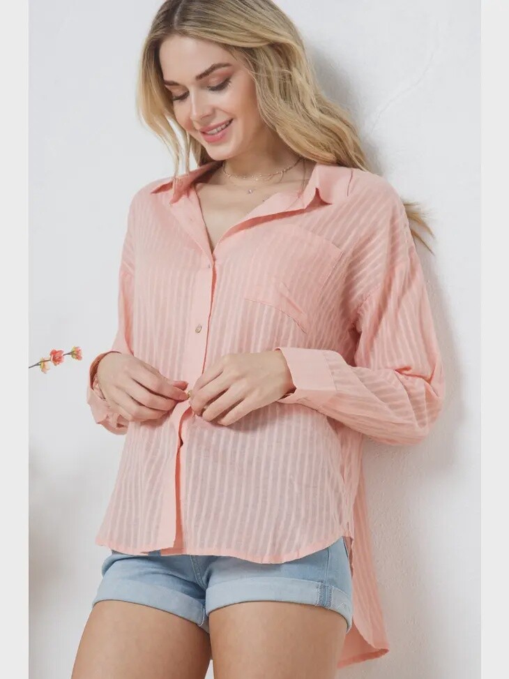 Stripe Jacquard Button Up
