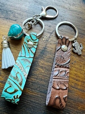 Tooled Leather Keychain