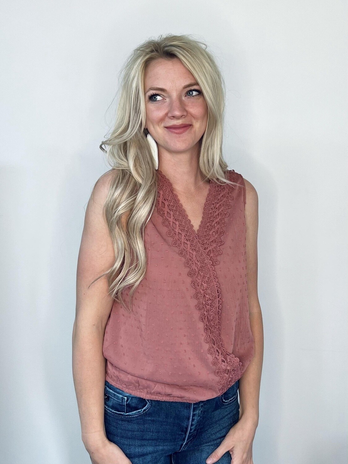 Swiss Dot V-Neck