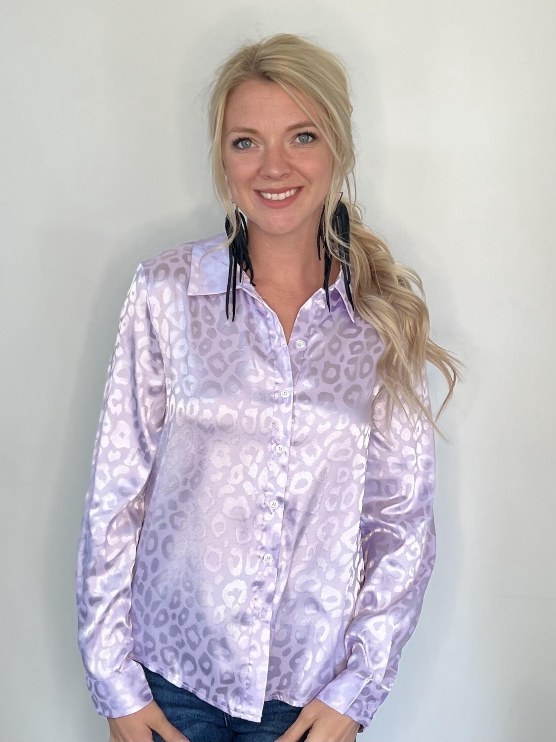 Lilac Leopard Button Down