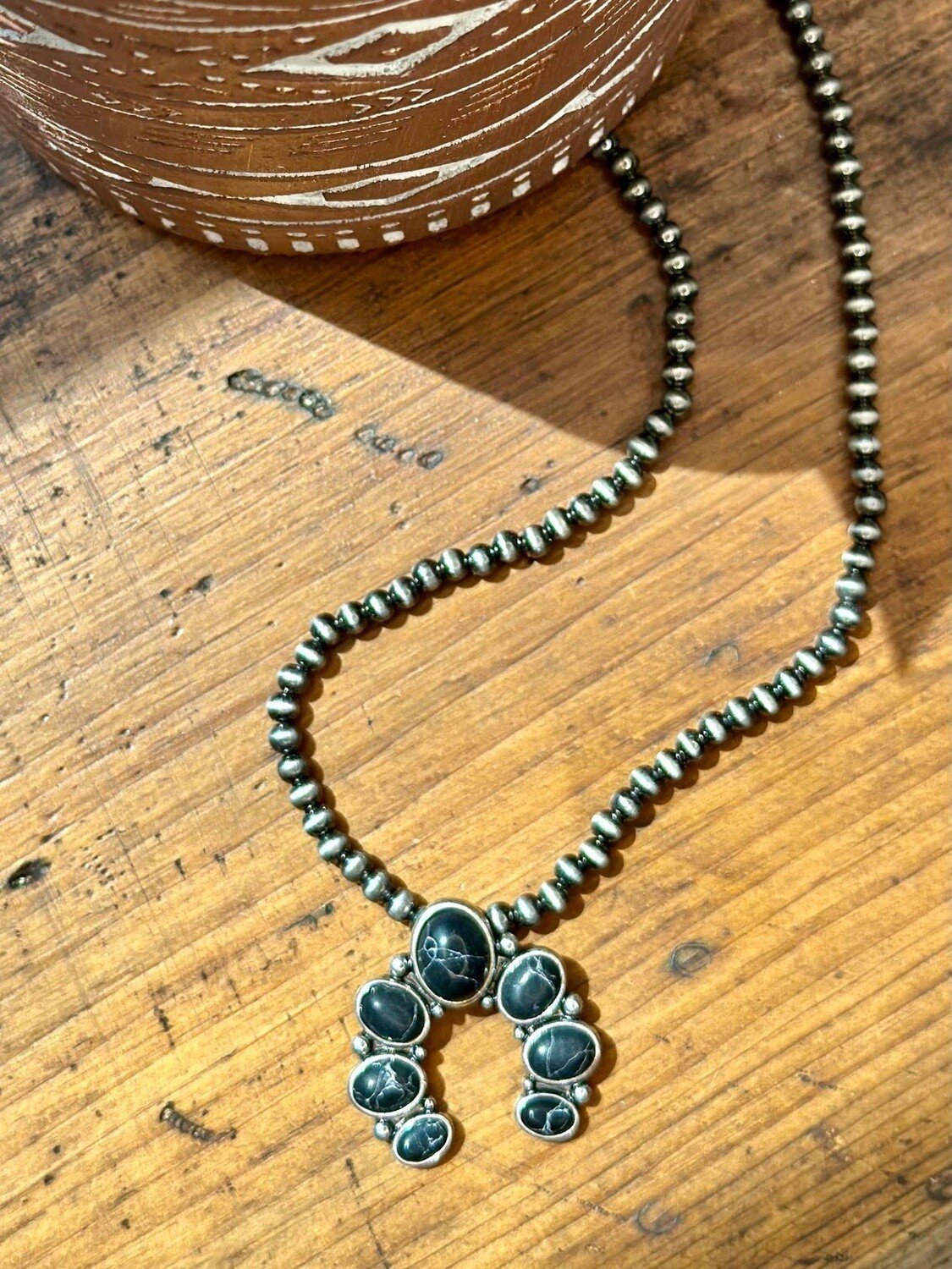 Squash Blossom Choker, Colour: Black