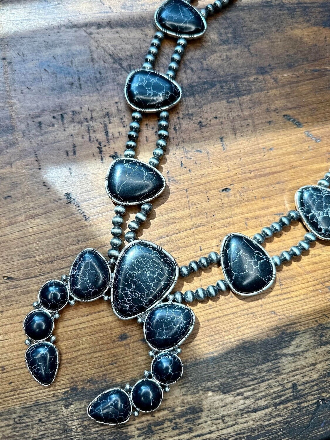 Squash Blossom Necklace, Colour: Black