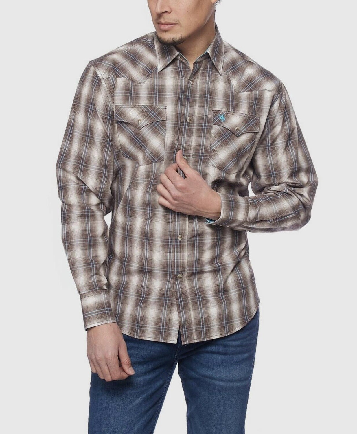 Plaid Western Long Sleeve, Size: Small, Colour: Blue
