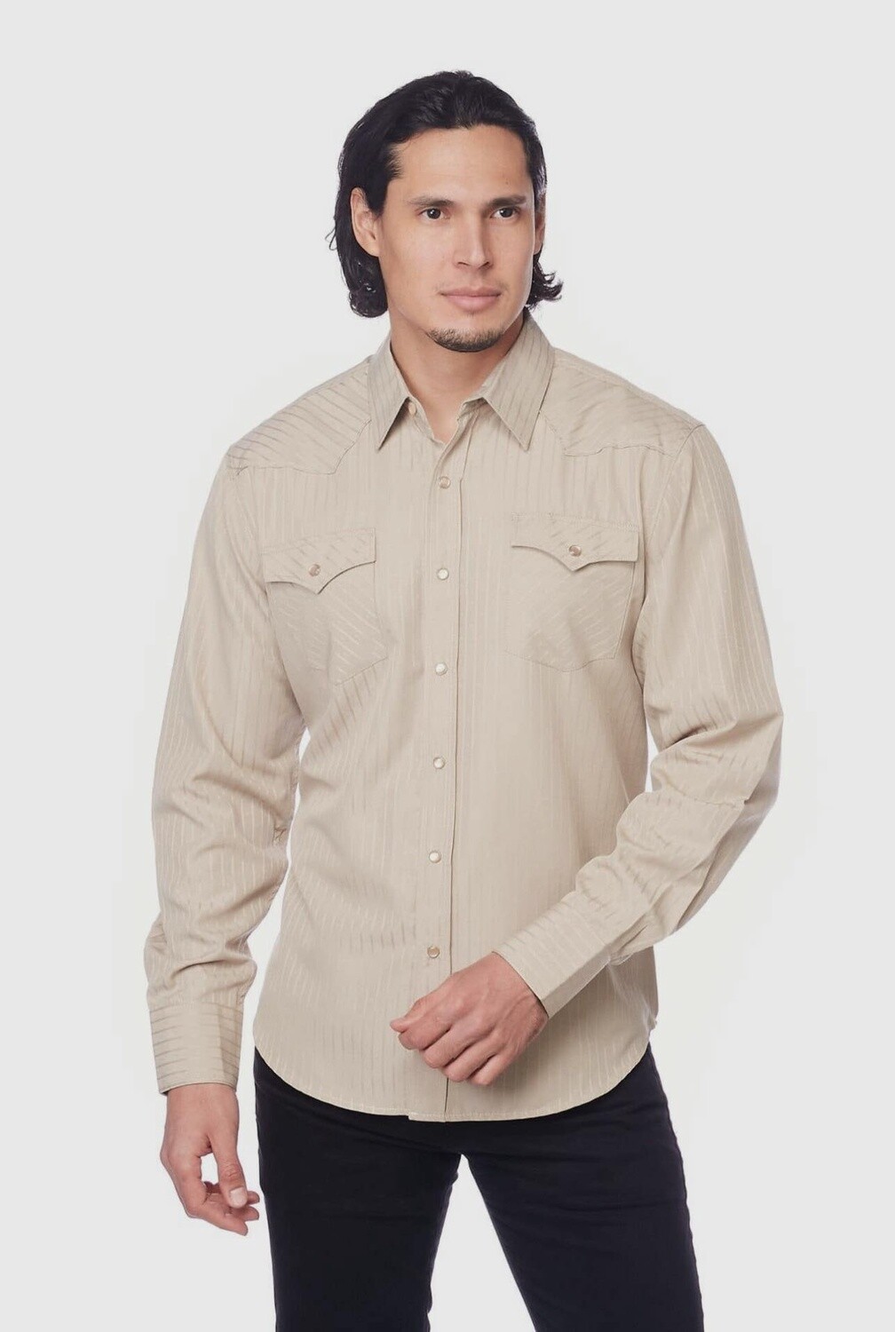 One Tone Western Long Sleeve, Size: Small, Colour: Beige