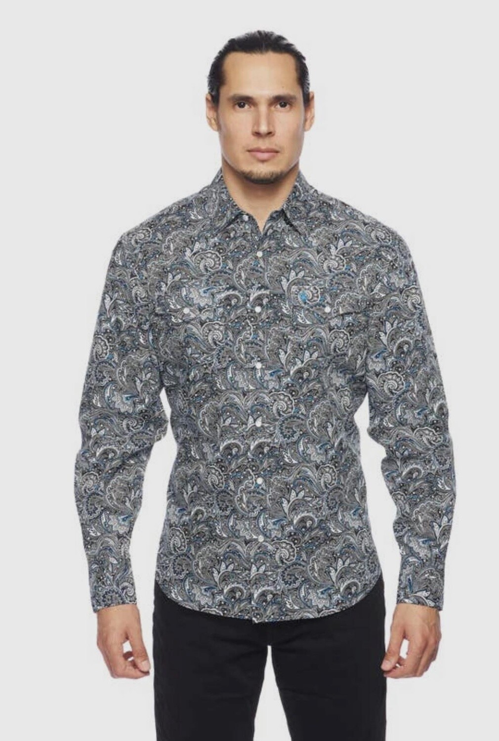 Western Printed Long Sleeve, Size: Small, Colour: Black