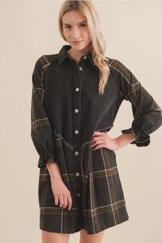 Plaid Button Up Dress