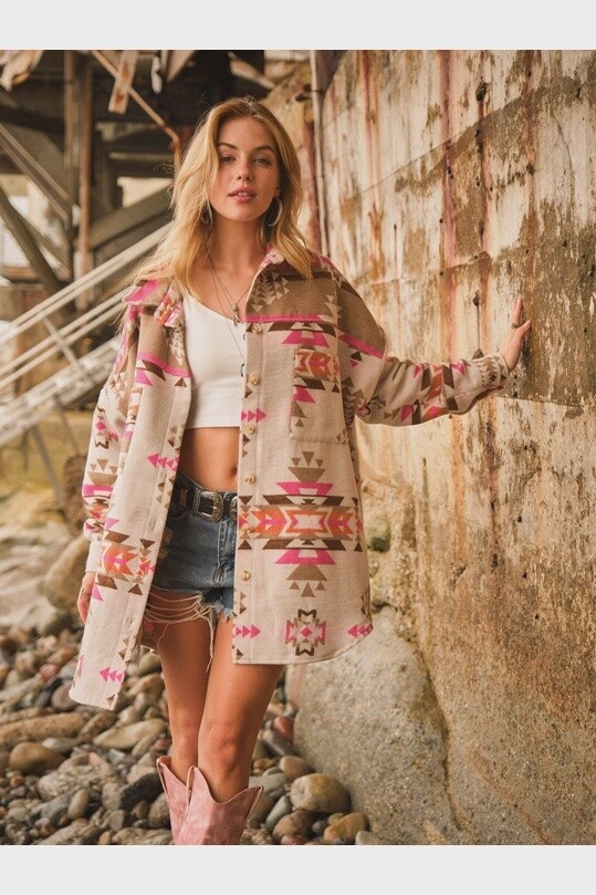 Oversized Aztec Shirt Jacket