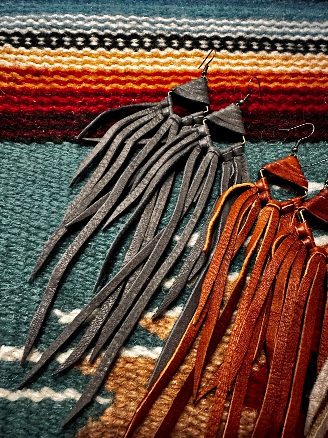 Appalachian Trail Fringe Earrings, Colour: Charcoal