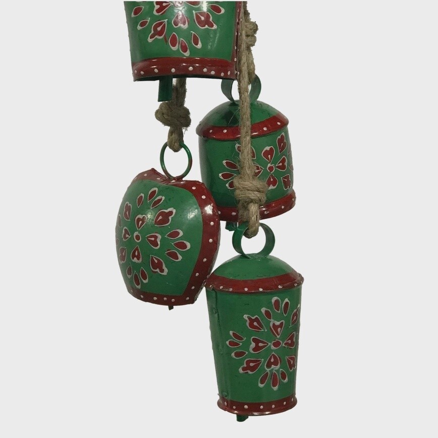 Hand Painted Bell Pendant Chime, Colour: Jade Bandana