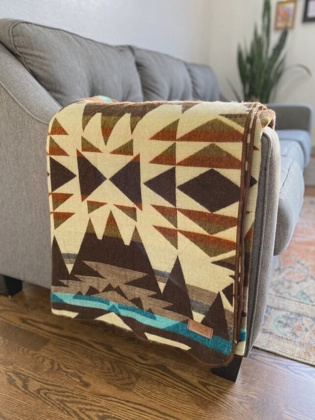 Andean Alpaca Wool Blanket - Cowboy