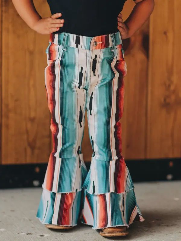 Teal Serape Ruffle Bells
