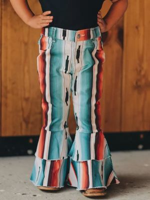 Teal Serape Ruffle Bells