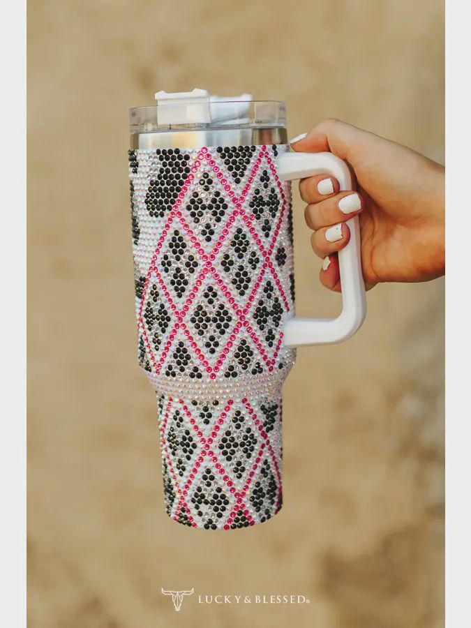White Rhinestone 40oz Tumbler
