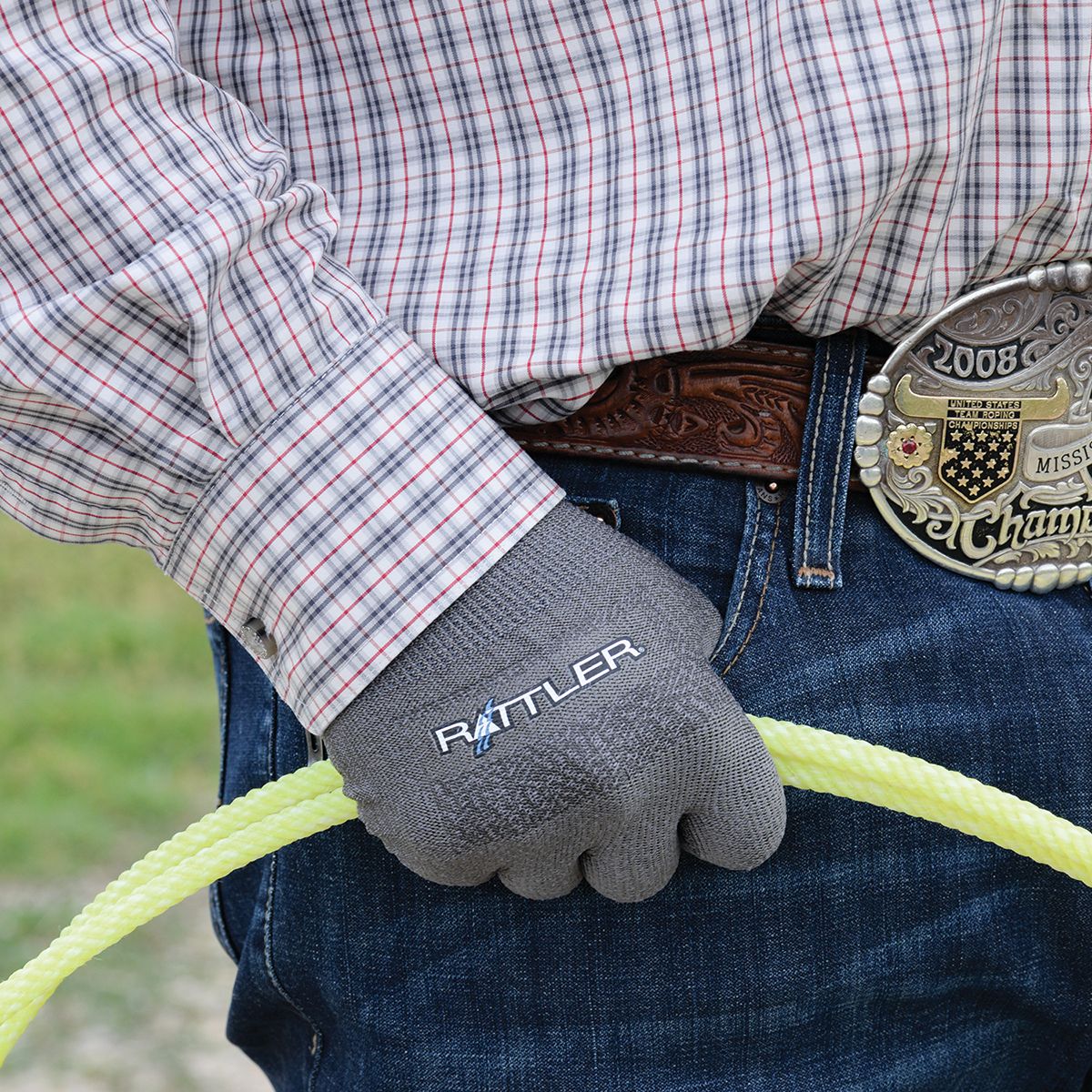HP Roping Glove Rattler Steel Grey