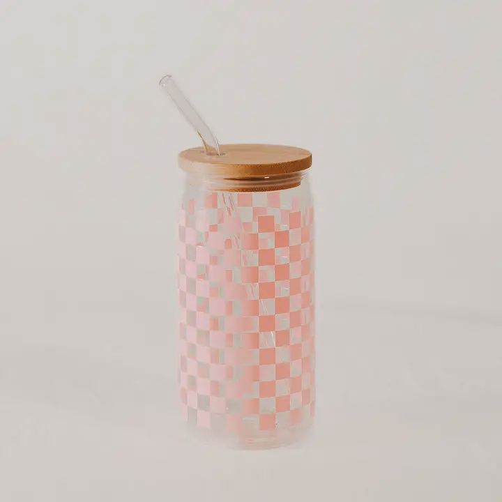 Pink Checkered Glass