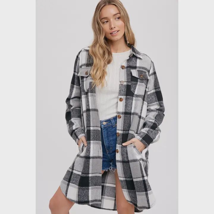 Flannel Plaid Longline Shacket