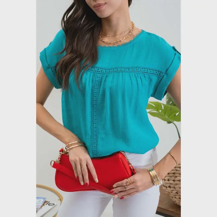 Plus Lace Trim Blouse