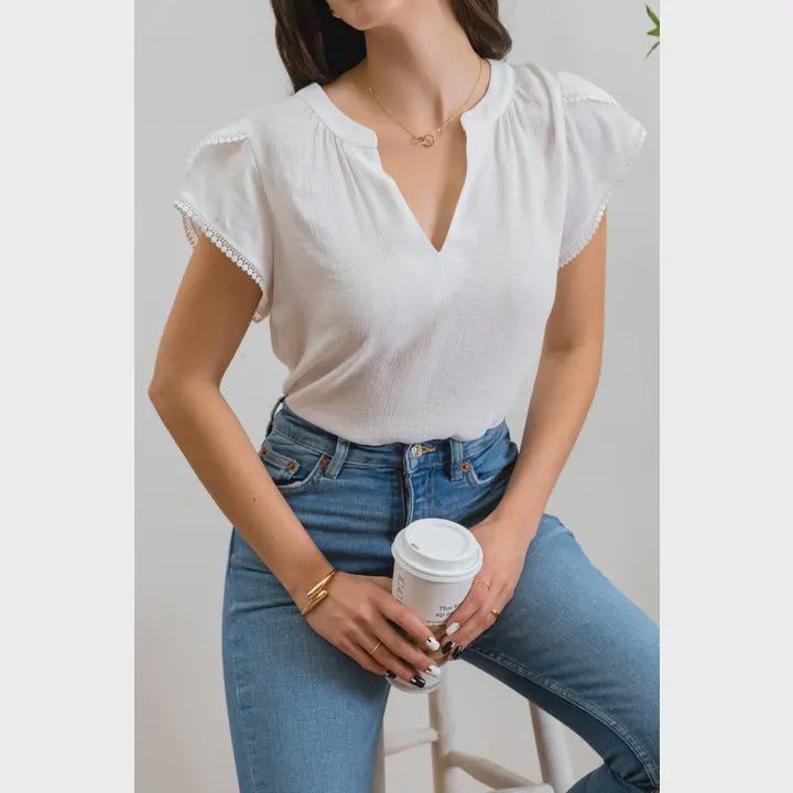 Petal Sleeve Woven Top