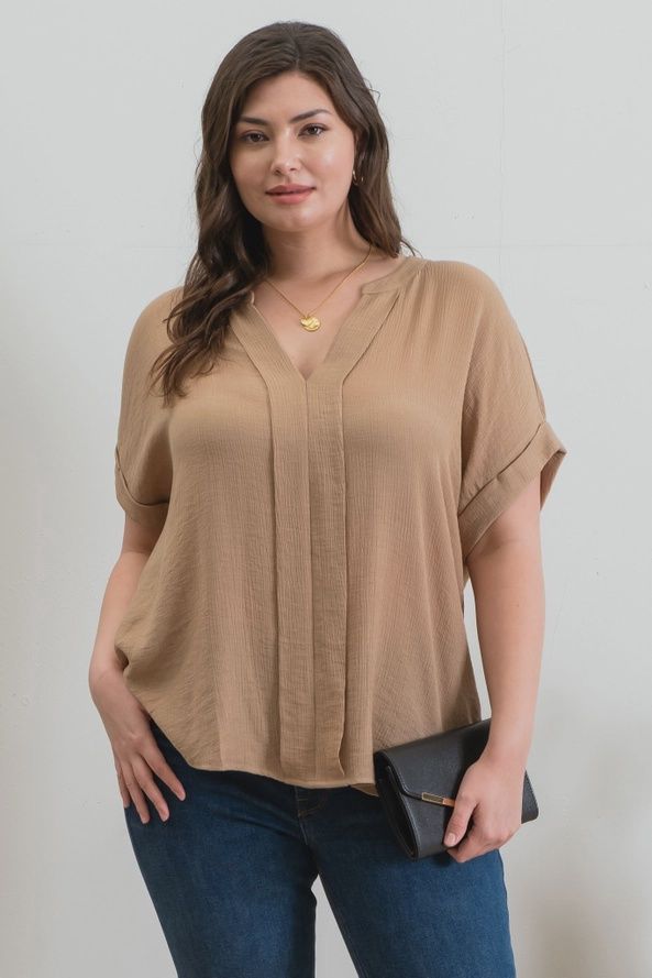 Plus Split Neck Top