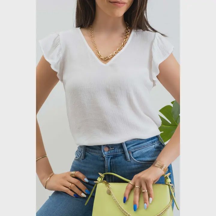 White V Neck Blouse