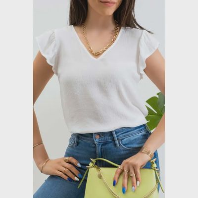 White V Neck Blouse