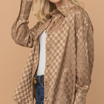 Checkerboard Satin Top