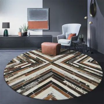 Round Patchwork Cowhide Rug