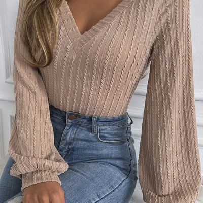 Khaki Lantern Sleeve Top