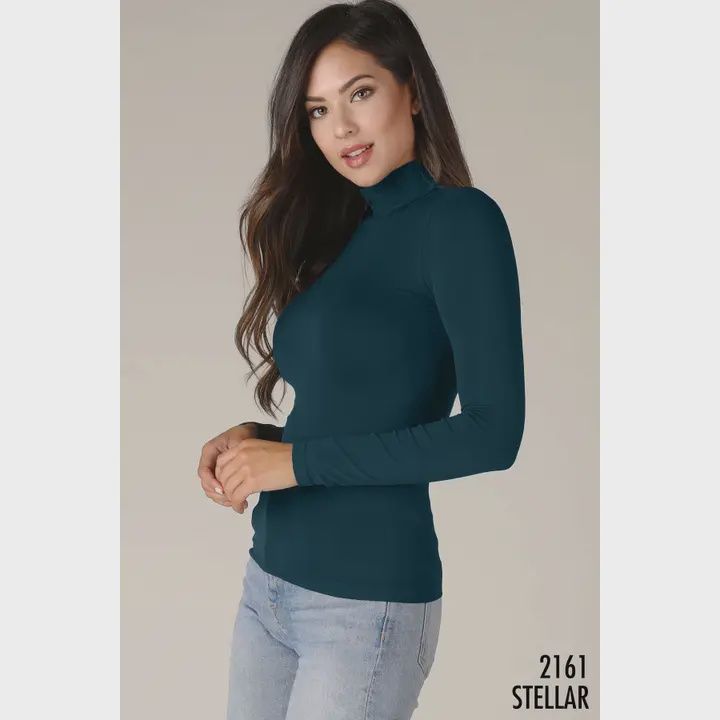 Long Sleeve Mock Neck Top, Options: Stellar