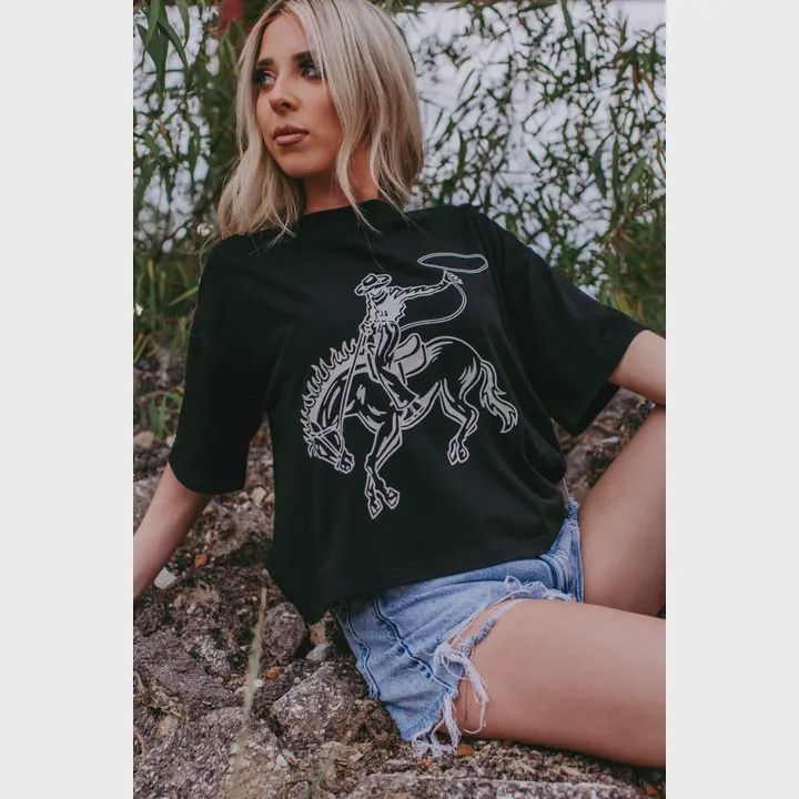 Bronco Flocking Crop Tee