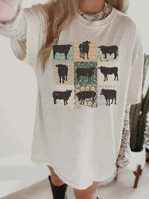 Floral Cow Comfort Tee