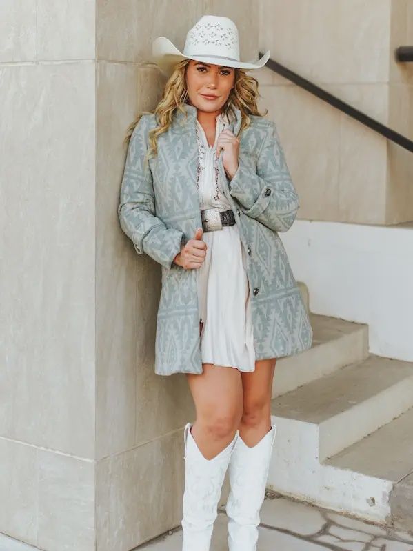 Vintage Cream Aztec Printed Button Down Coat