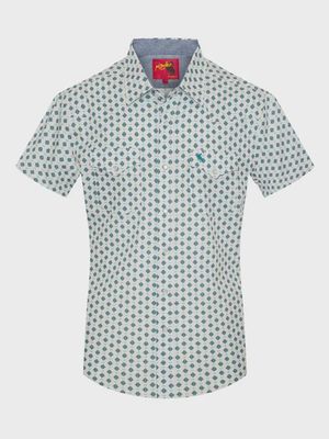 Men&#39;s Short Sleeve Pearl Snap - White/Blue