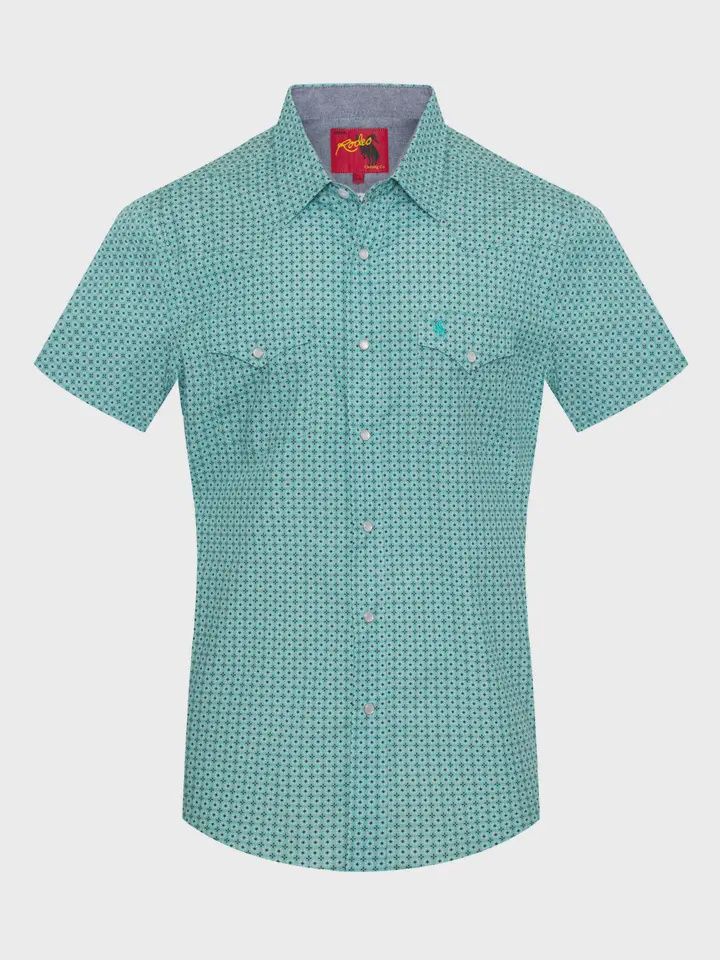Men&#39;s Short Sleeve Pearl Snap - Aqua