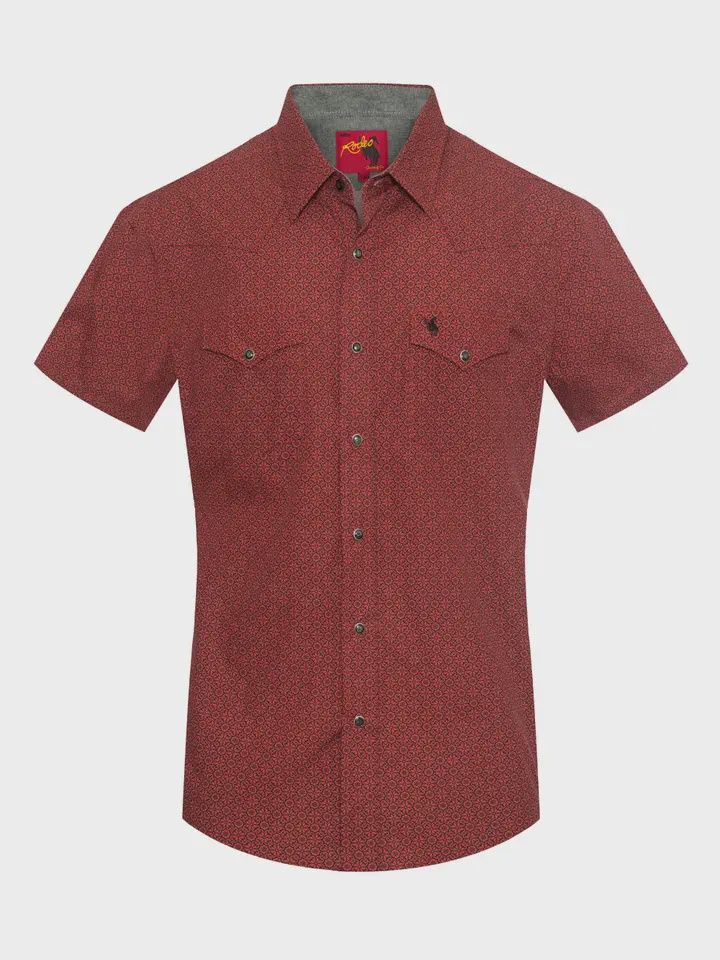 Men&#39;s Short Sleeve Pearl Snap - Red