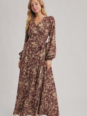 Floral Print Maxi Wrap Dress