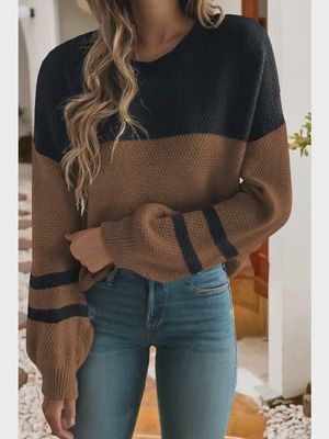 Color Block Knit Stripe Sweater