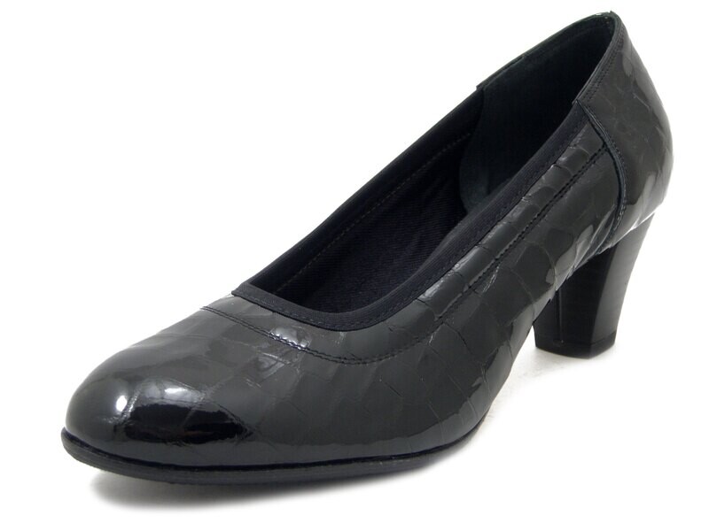 Decollete Donna Comfort a Pianta Larga in Pelle Lucida Nero, Tacco Medio Basso 5 cm, Osvaldo Pericoli 251 Decollete Donna Comfort a Pianta Larga in Pelle Lucida Nero, Tacco Medio Basso 5 cm, Osvaldo Pericoli 251