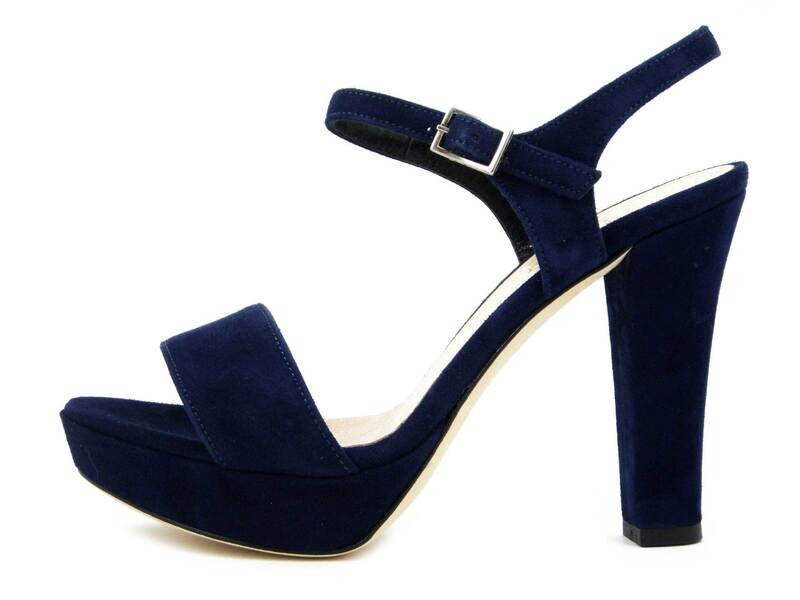 Osvaldo Pericoli, Sandalo Donna Elegante in Pelle Camoscio Blu, Tacco Alto 11 cm e Plateau, 230